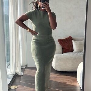 A New Day Knit Green Skirt set